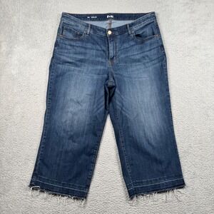 EVRI Womens 18W Wide Leg Capri Jeans Cropped Dark Wash High Rise Denim Plus Size